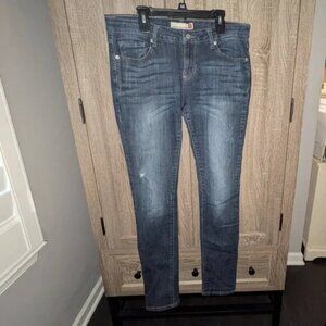 *3 FOR $9* Premium Just U.S.A. Skinny Leg Low Rise Medium Wash Whiskered Pants